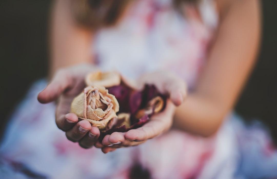 Selective focus photography of a girl holding flowers from Katherine Hanlon on Unsplash Kinh Lạc