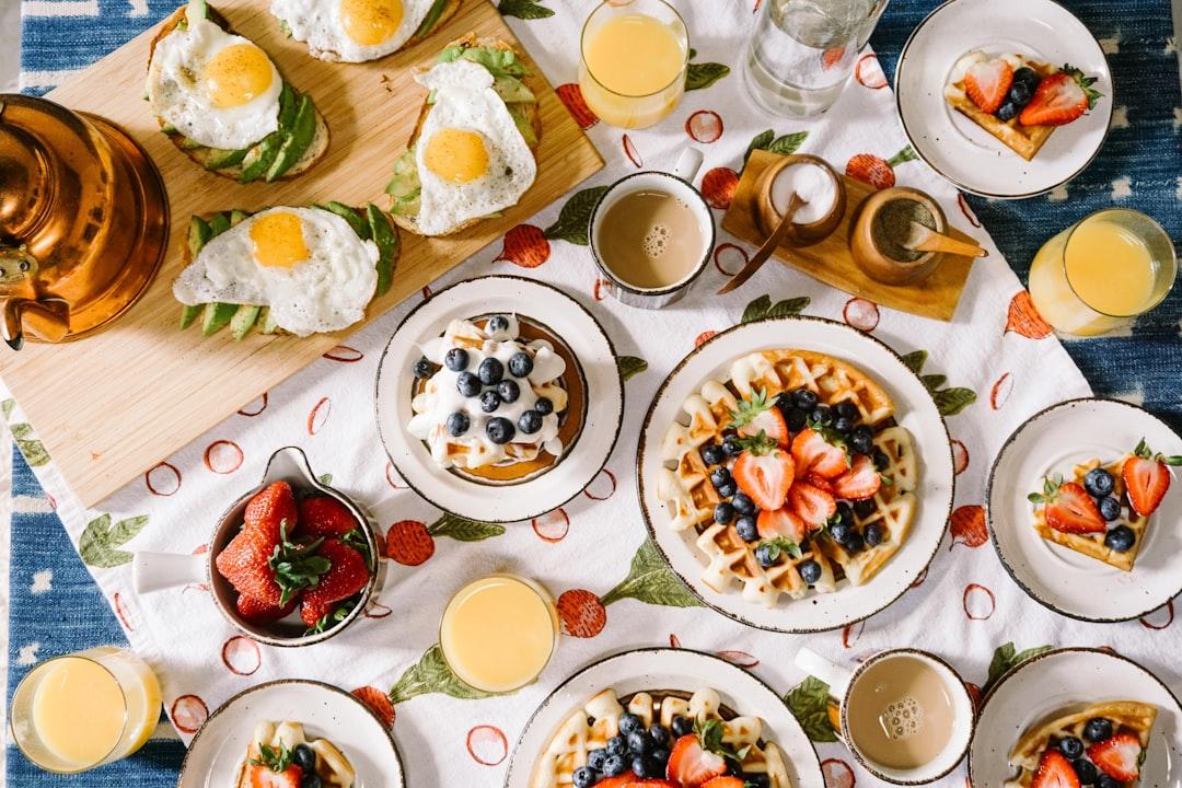 Round white ceramic plate filled with waffle from Rachel Park on Unsplash